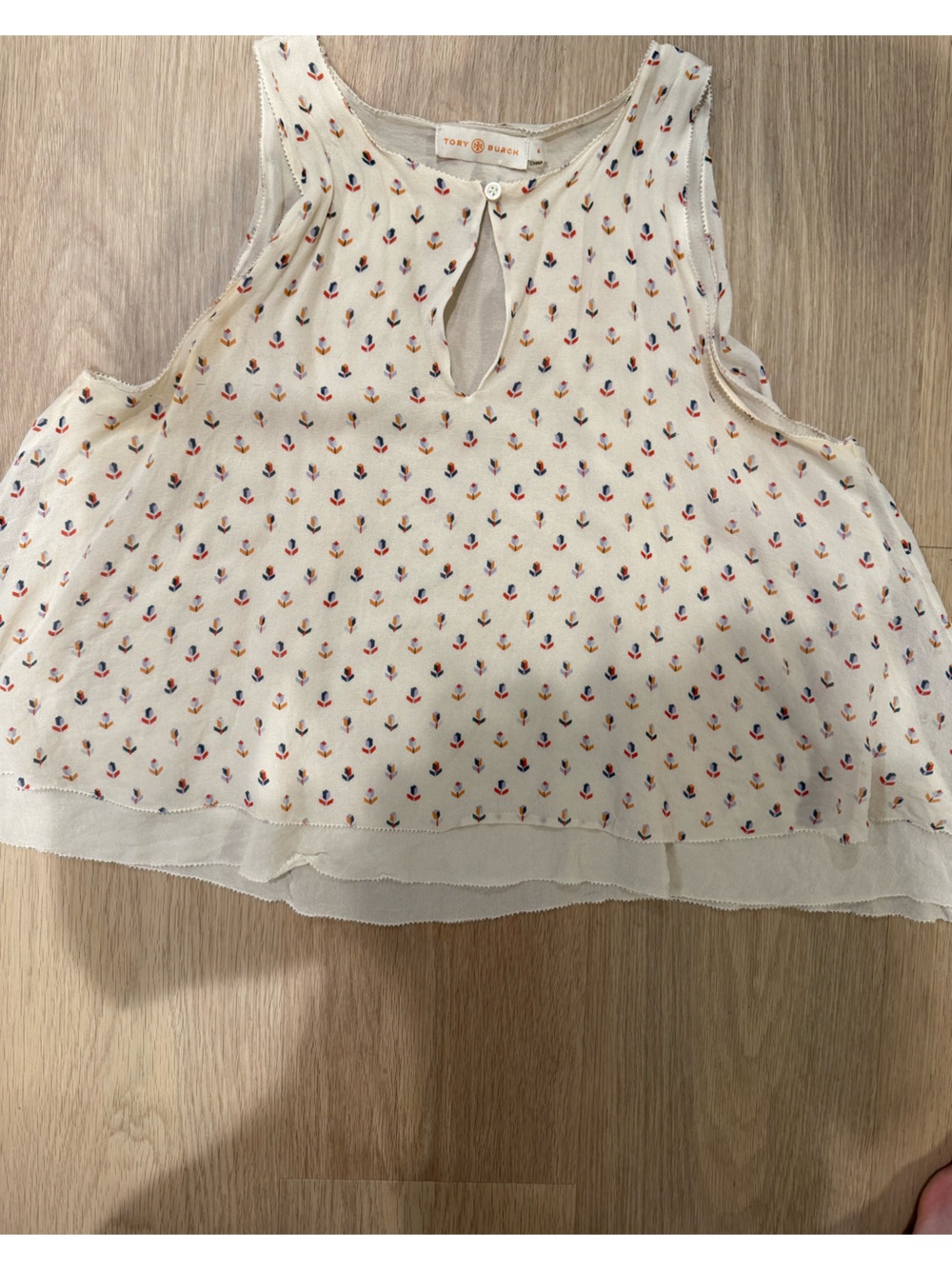 Tory Burch Cream Sleeveless Floral Dot Girls Top
